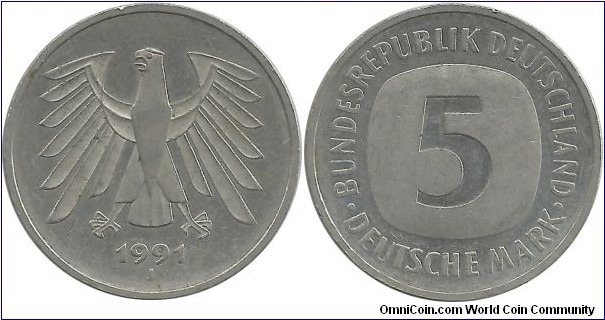 Germany-BRD 5 Deutsche Mark 1991J