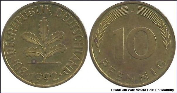 Germany-BRD 10 Pfennig 1992J