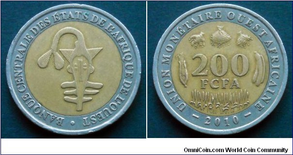 West African States 200 francs. 2010