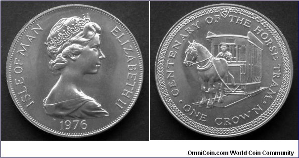 Isle of Man 1 crown.
1976, Centenary of the Horse Tram.