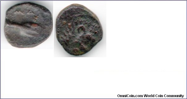 Circa 4Bc. Marium Timicharis, King of Paphos, Cyprus. Spearhead to left MA above. Head of roaring lion to right. 10.65mm.