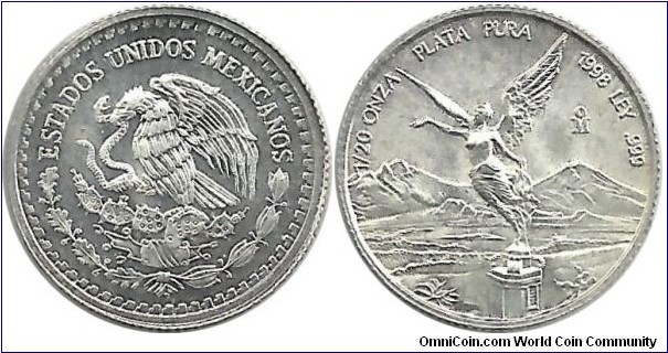 Mexico 1/20 Onza Silver 1998