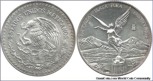 Mexico ¼ Onza Silver 1998