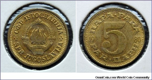 Yugoslavia 5 para.
1980