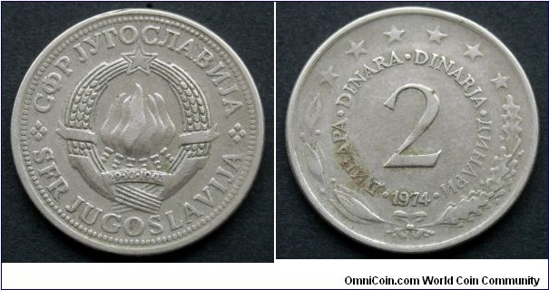 Yugoslavia 2 dinara.
1974