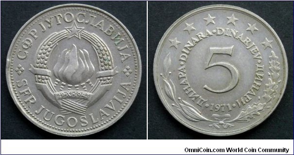 Yugoslavia 5 dinara.
1971