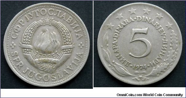 Yugoslavia 5 dinara.
1974