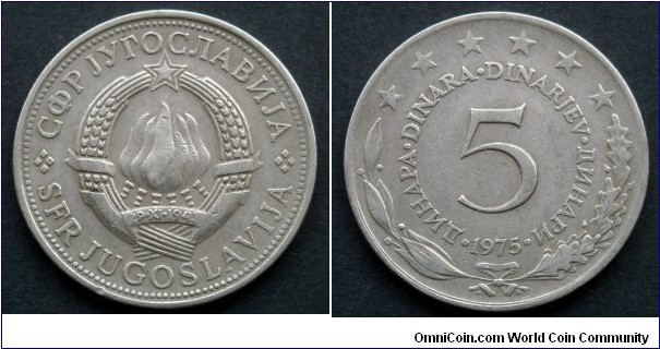 Yugoslavia 5 dinara.
1975