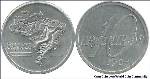 Brasil 10 Cruzeiros 1965(2. coin)