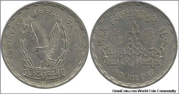 Egypt 20 Piastres AH1408-1988 -Police Day-