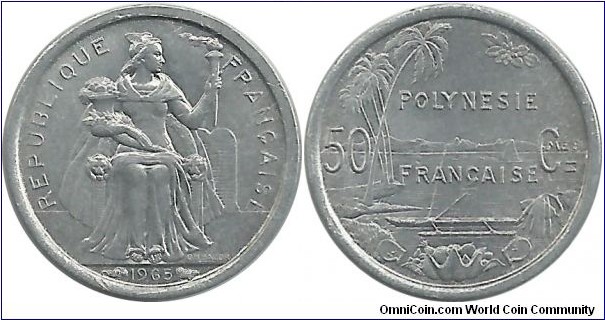 FrenchPolinesia 50 Centimes 1965