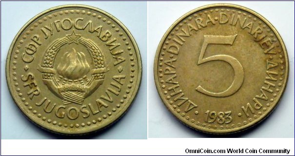 Yugoslavia 5 dinara.
1983