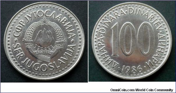 Yugoslavia 100 dinara.
1986