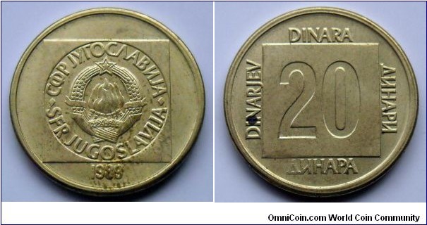 Yugoslavia 20 dinara.
1989
