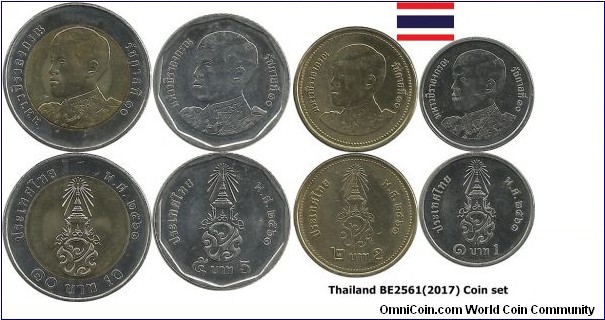 Thailand BE2561(2017) New King Coin set