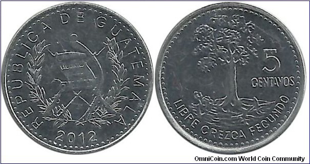 Guatemala 5 Centavos 2012