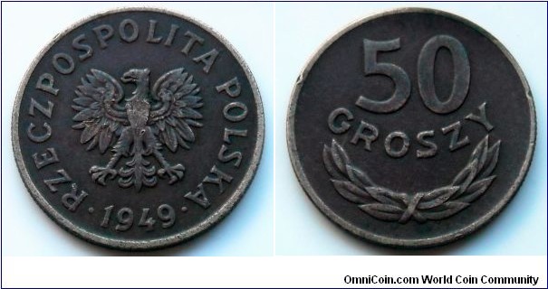 Poland 50 groszy.
1949, Cu-ni.