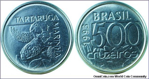 Brazil500Cruzeiros-TartarugaMarinha-km624-1993