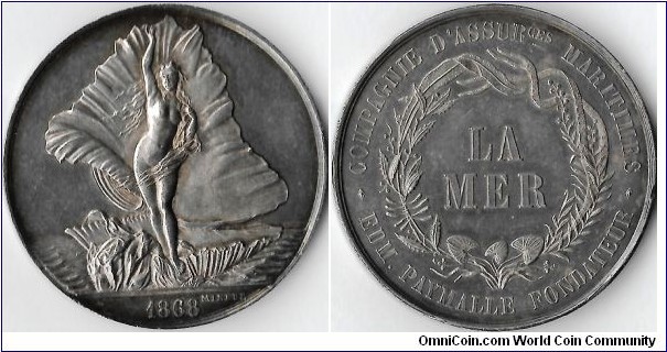 silver jeton steuck for La Mer, a French maritime assurance company