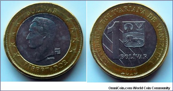 Venezuela 1 bolivar.
2018, Bimetal.