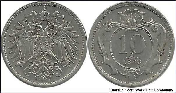 Aust-HunEmp 10 Heller 1893-Austria