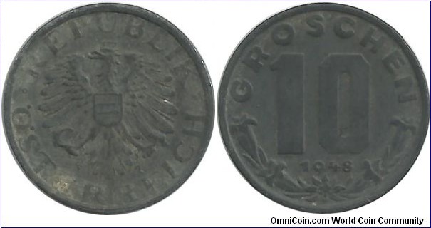 Austria 10 Groschen 1948