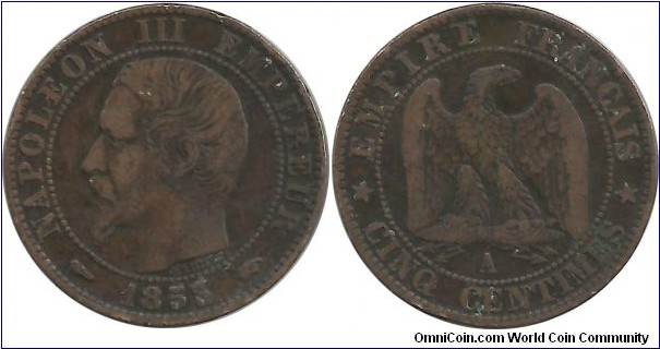 France 5 Centimes 1853A