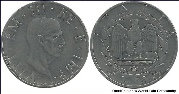 Italy-Kingdom 2 Lire 1939R-XVII