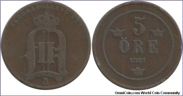 Sweden 5 Öre 1881