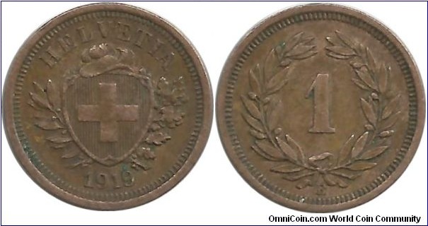 Switzerland 1 Rappen 1919B
