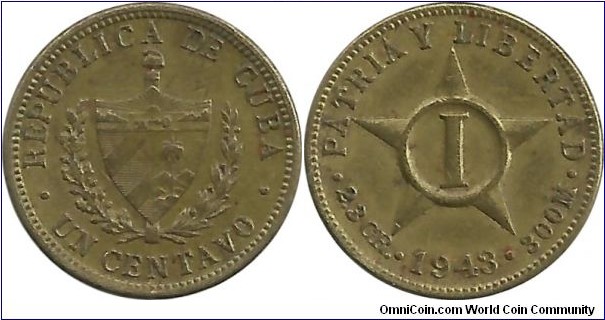 Cuba 1 Centavo 1943