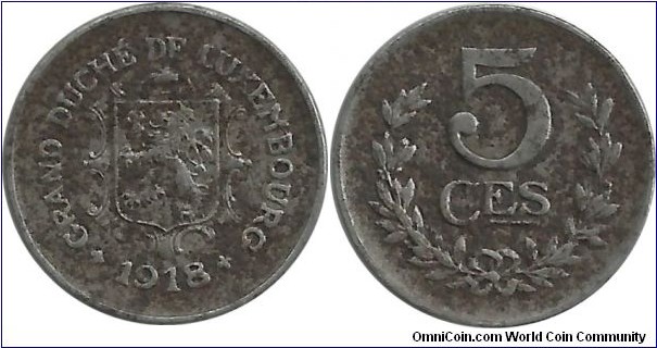 Luxembourg 5 Centimes 1918 (Fe)(Grand-Duchesse Marie Adelaide)