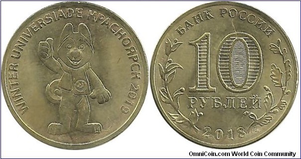 RussiaComm 10 Ruble 2018-Winter Universiade, Krasnoyarsk 2019,Mascot