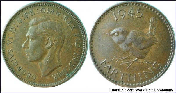 UK 1Farthing-km843-1945