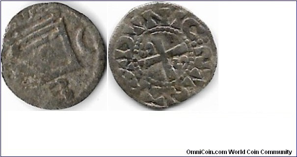 Tete Chinonais Obol from Chateaudun area, struck circa 13th century ad. 