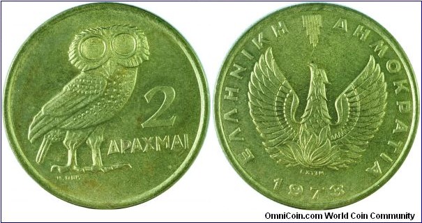 Greece2Drachmai-km108-1973