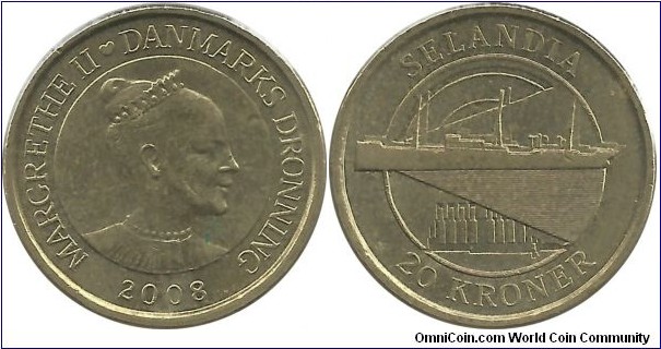 Denmark 20 Kroner 2008-Selandia