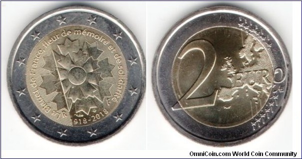 2 Euros Remembrance cornflower