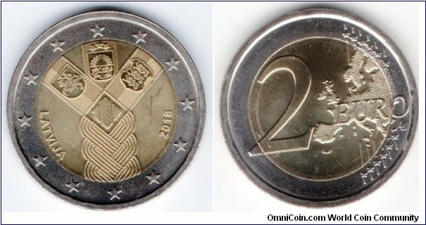 2 Euros Celebrating the establishment of the States of Estonia & Latvia and the re-establishment of the State of Lithuania