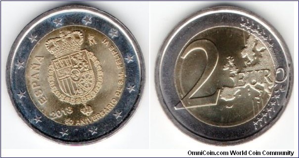 2 Euros The 50th anniversary of King FELIPE VI