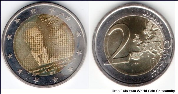 2 Euros 15th anniversary of the accession to the throne of the Grand-Duke Henri