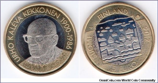 5 Euros Presidents of Finland -  U.K. Kekkonen - 8th president of Finland