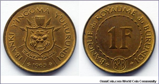 Kingdom of Burundi 1 franc. 1965 (II)