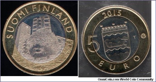 5 Euros Regional animals The hedgehog Historic coat of arms of Uusimaa