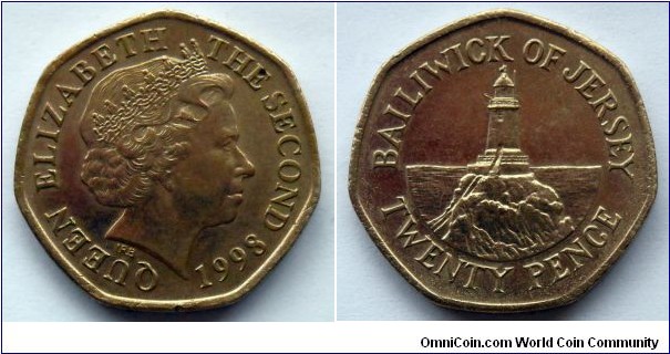 Jersey 20 pence. 1998