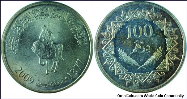 Libya100Dirhams-ArmoredEquestrian-km29-2009