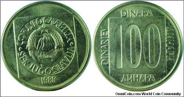 Yugoslavia100Dinara-km134-1989