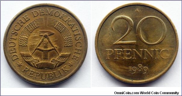 German Democratic Republic (East Germany) 10 pfennig.
1989