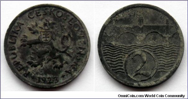 Czechoslovakia 2 halere. 1923, Zinc