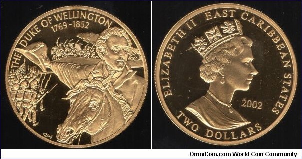 $2 The Duke of Wellington 1769-1852 Gold Layered Piedfort